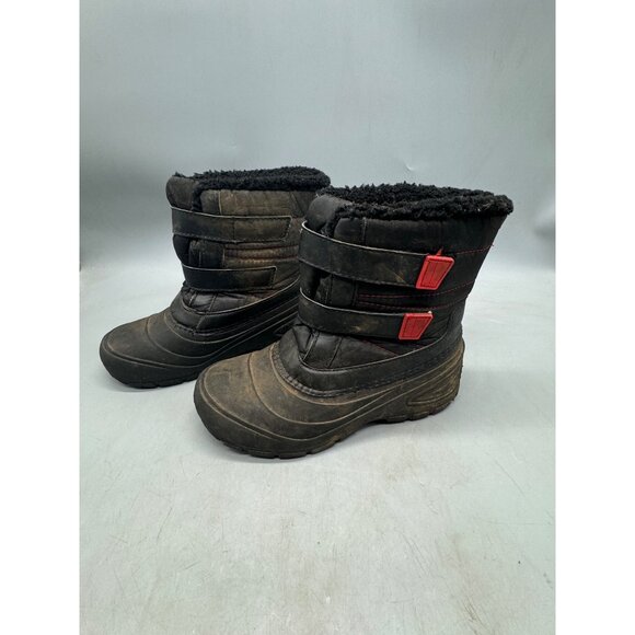 wonder nation Childrens Black Red Winter Snow Boots With hook & loop 4 READ - Picture 3 of 9